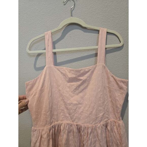 Barbour Women's Pink Eyelet Embroidered Midi Dress Size 6 Sleeveless - Picture 3 of 14